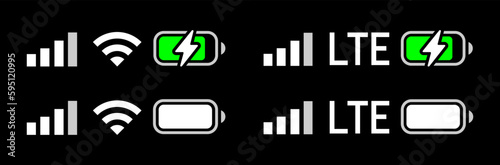 Mobile phone bar icon isolated on black background. Status bar symbol modern, simple, vector, icon for website design, mobile app, ui. Vector Illustration 10 eps.