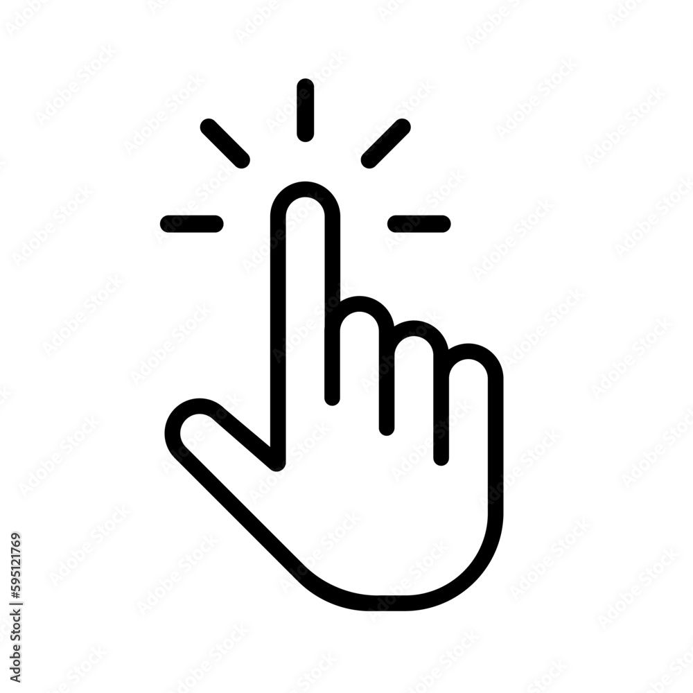 Mouse click cursor set. Hand Cursor. Click icon. Mouse pointer set. Arrow  cursor. Pointer click icon. Clicking cursor, pointing hand clicks and  waiting loading icons. Website arrows or hand icon. Stock Illustration