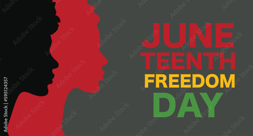 Juneteenth Independence Day. Freedom or Emancipation day. Annual american holiday, celebrated in June 19. African-American history and heritage. Poster, greeting card, banner and background. Vector 