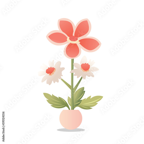 Wallpaper Mural Indoor plants flat color illustration. Realistic houseplant in beige pot on metal stands. Exotic flowers with stems and leaves. Isolated botanical design element Torontodigital.ca