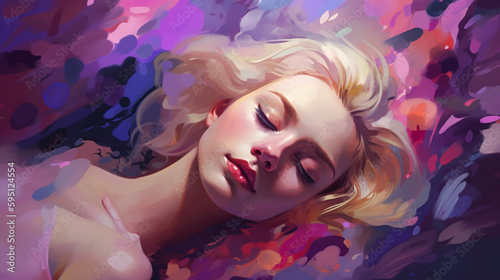 woman, beauty, art, face, people, sleep, rest, lying down, blonde, abstract