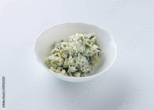 salad with rice and egg with herbs
