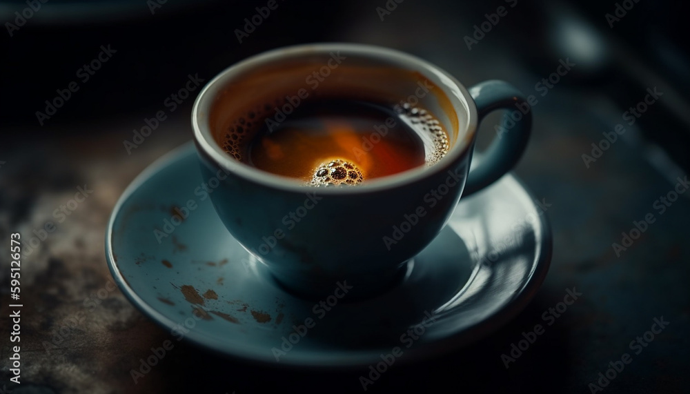 Fresh cappuccino on rustic wood table background generated by AI Fresh cappuccino on rustic wood table background generated by AI