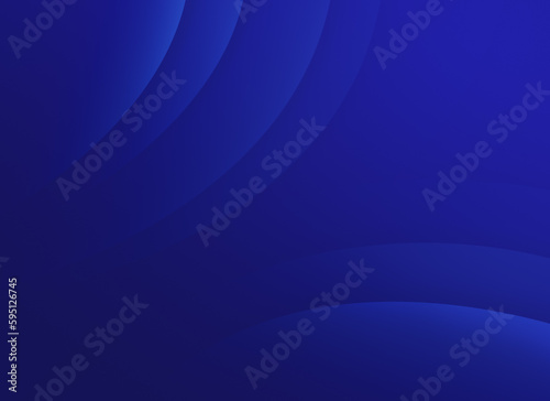 Abstract background of curved dark blue lines or layers on dark blue. High resolution full frame modern template with copy space.