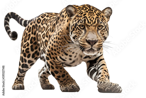 Fotografia Angry leaping tiger on transparent background, ultra sharp