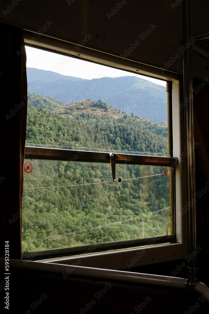 View from the window to the mountains of the Pyrenees View from the window to the mountains of the Pyrenees