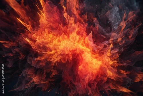 Fiery Explosions and Abstract Flames Illustration, Generative AI
