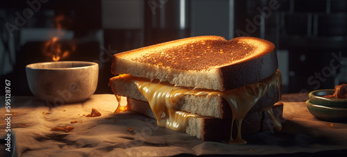 Grilled cheese sandwich. Generative AI.