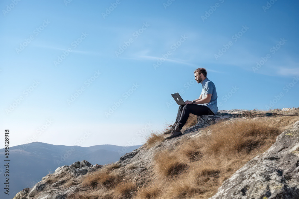 Work from Anywhere: The Digital Nomad Lifestyle of a Mountain Man AI Generated Work from Anywhere: The Digital Nomad Lifestyle of a Mountain Man AI Generated