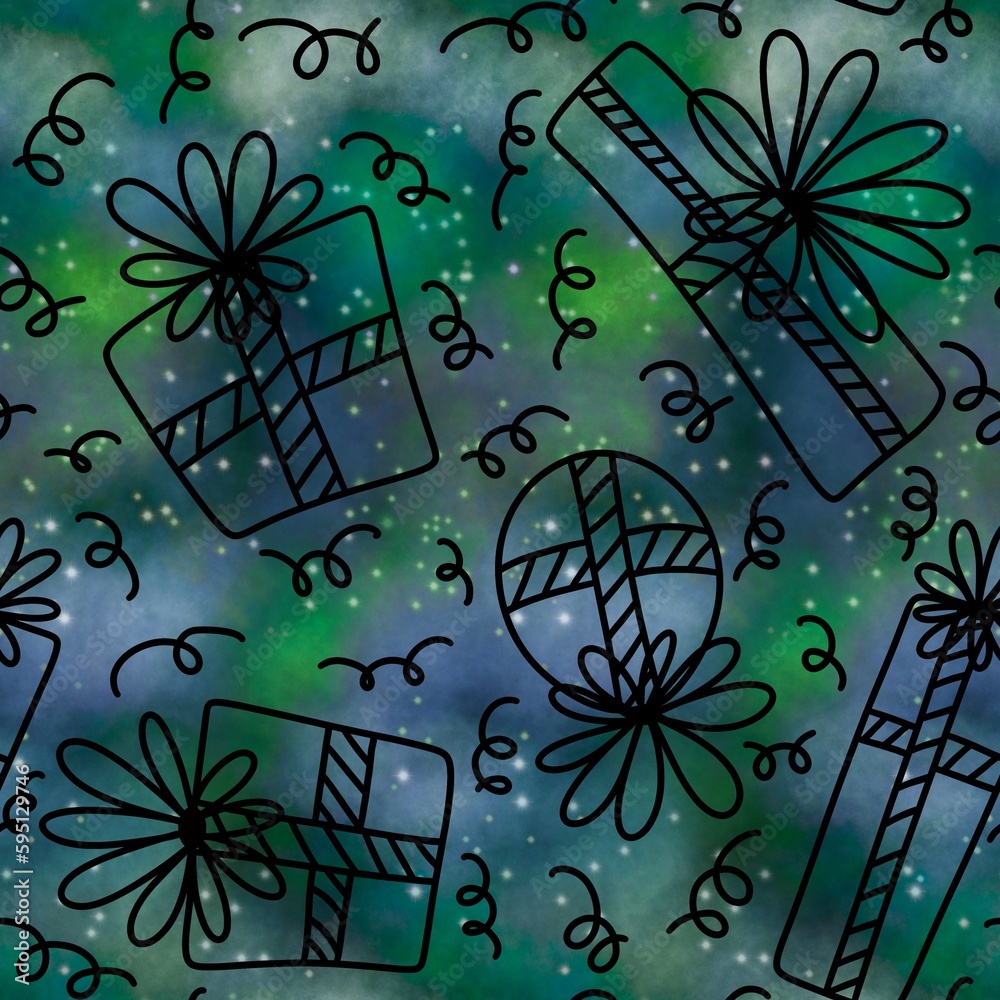 Obraz premium Festive gift box seamless present pattern for wrapping paper and fabrics and linens and kids clothes print