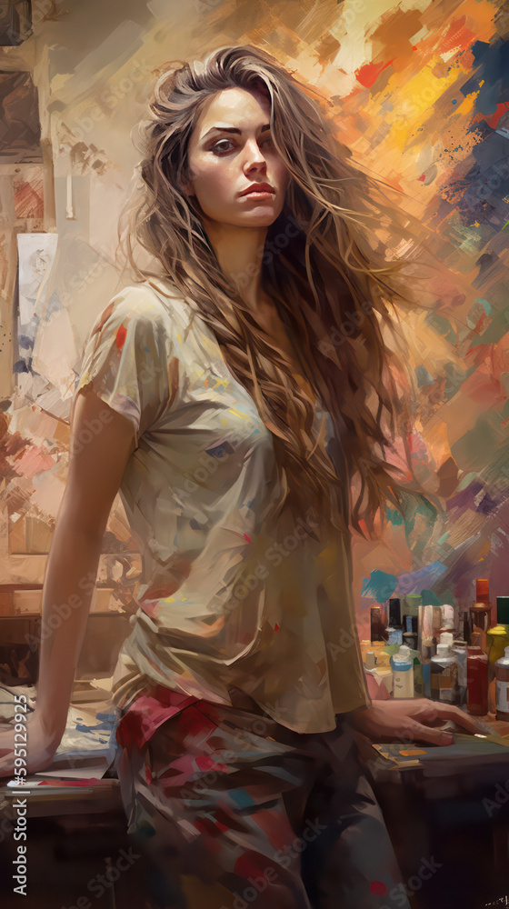 Fototapeta premium The Power of Portraiture: Telling Stories and Expressing Emotions Through Art AI Generated