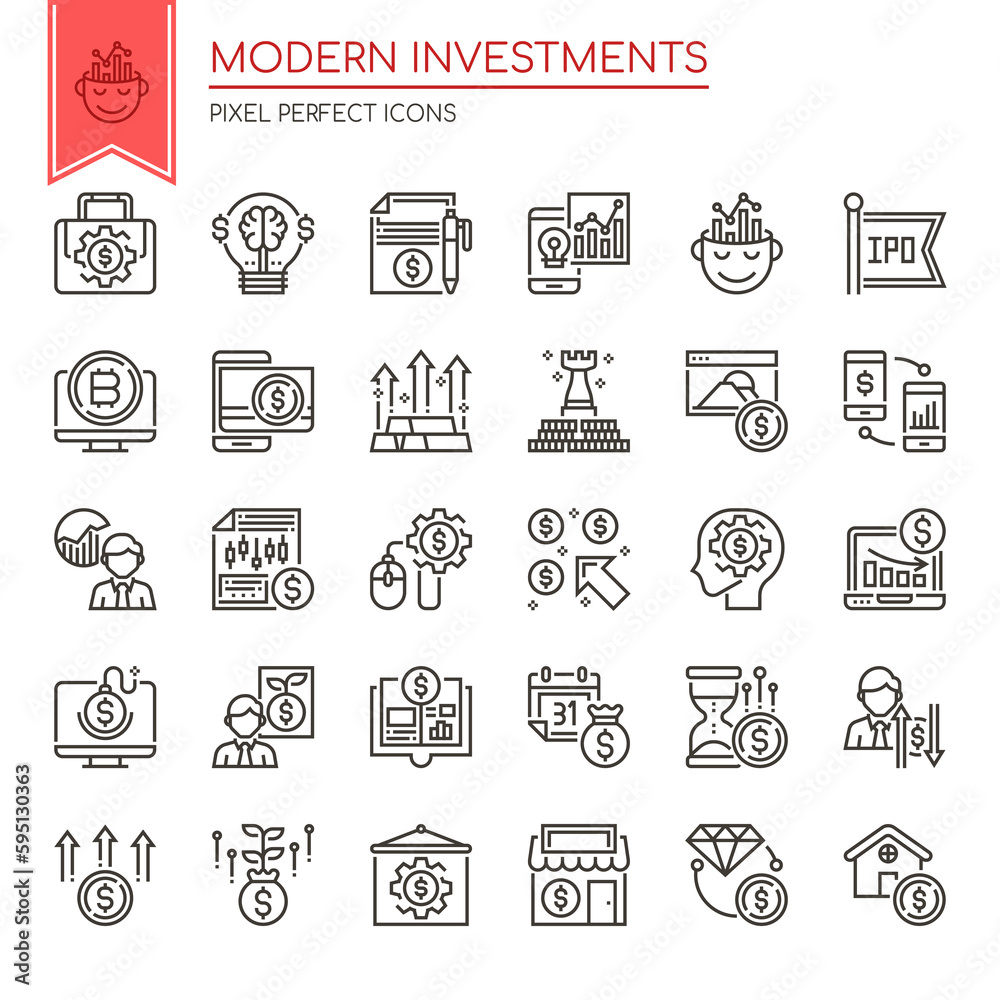 Modern Investments , Thin Line and Pixel Perfect Icons.