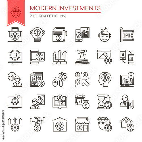 Modern Investments , Thin Line and Pixel Perfect Icons.