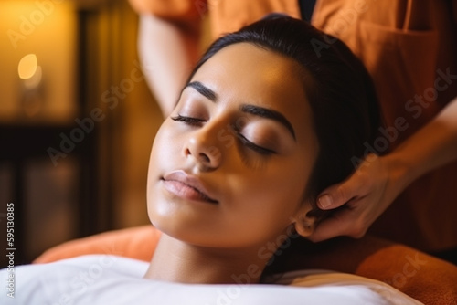 relaxation and massage and wellness  young woman joyful. Generative AI