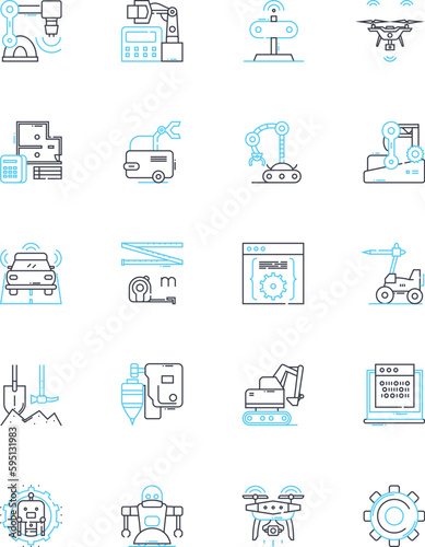 Computer programming linear icons set. Code, Syntax, Debugging, Algorithms, Functions, Variables, Loops line vector and concept signs. Control,Compilation,Scripting outline illustrations