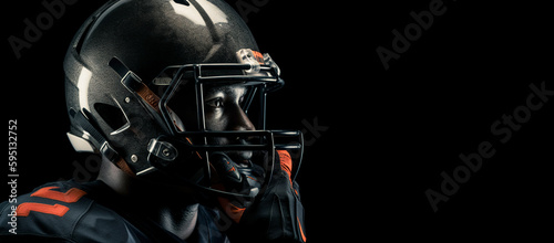 American football sportsman player isolated on black background, digital ai art © Viks_jin