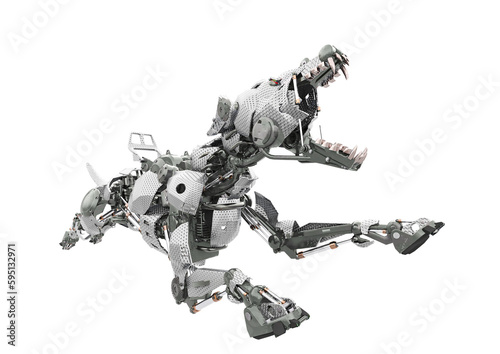 cyber dog is flying side view