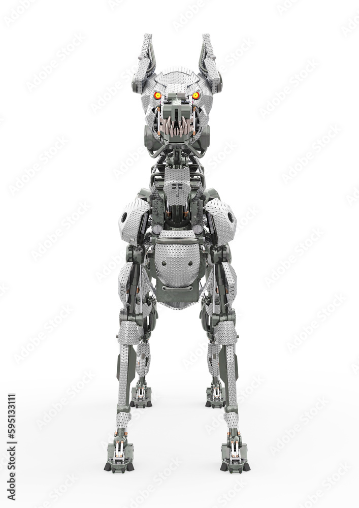 cyber dog is standing up