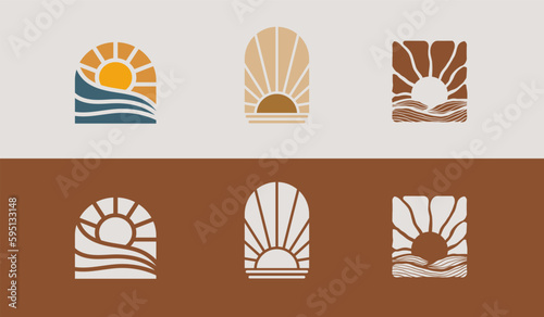 Sunset wave Logo Template. Universal creative premium symbol. Vector illustration