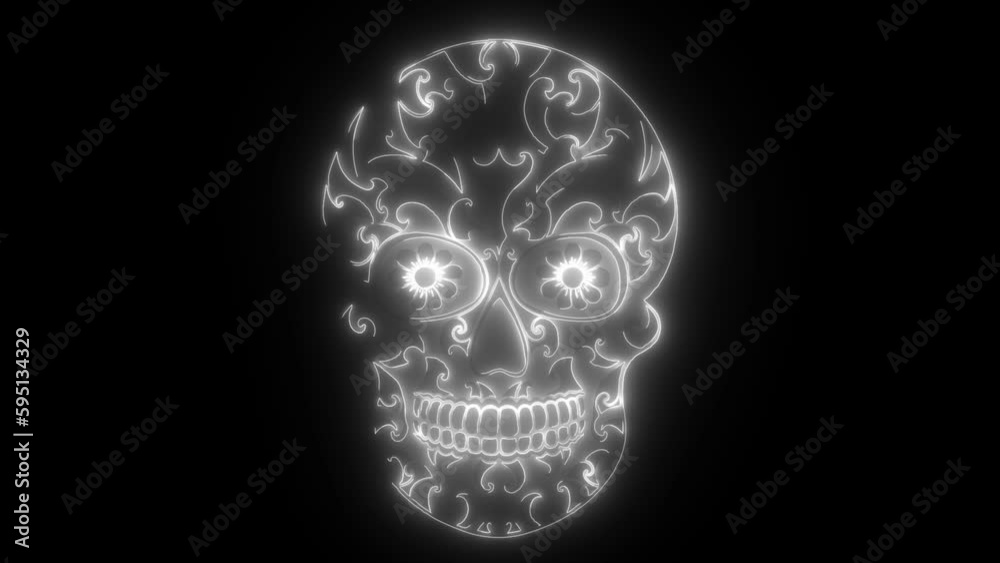 mexicane skull in white neon mexicane skull in white neon