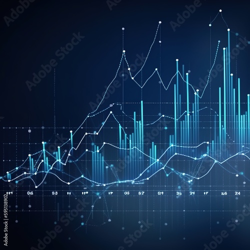 Futuristic raise arrow chart digital transformation abstract technology background. Big data and business growth currency stock and investment economy. generative ai
