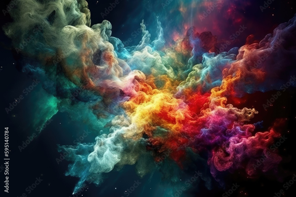 vibrant and ethereal cloud of smoke. Generative AI