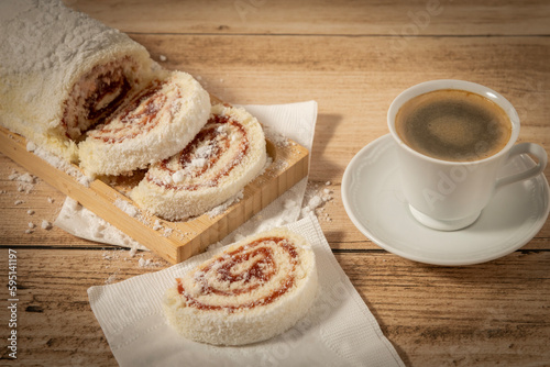 Slices of roll cake
