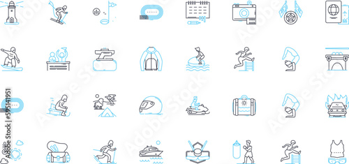 Turbo expeditions linear icons set. Speed, Adventure, Thrill, Expedition, Turbo, Rush, Velocity line vector and concept signs. Endurance,Performance,Exploration outline illustrations