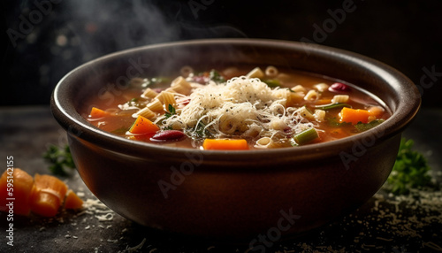 Fresh vegetable stew, healthy homemade gourmet meal generated by AI