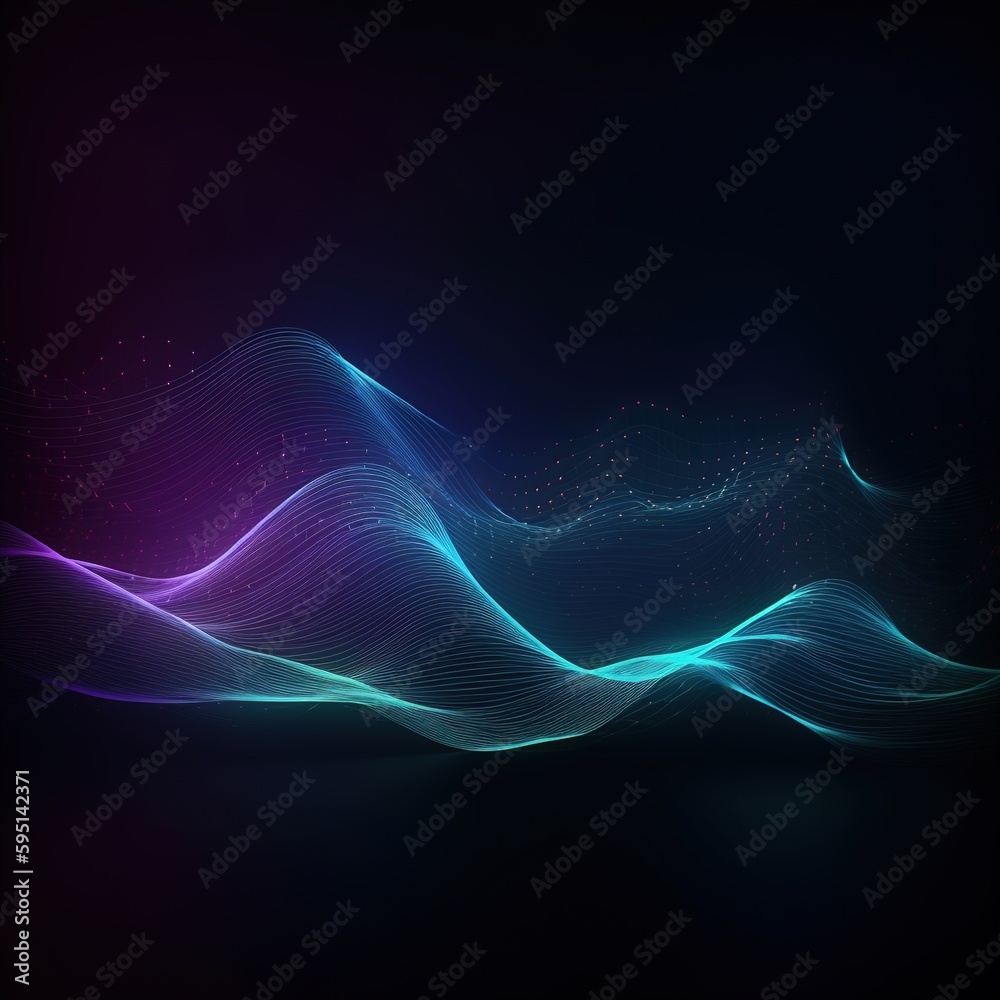 Abstract dot blue wave gradient texture technology background. generative ai