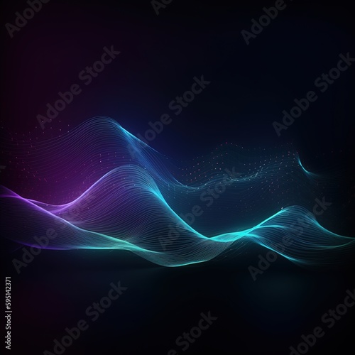 Abstract dot blue wave gradient texture technology background. generative ai