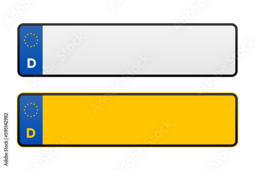 Licence plate of the Germany. Marking of car license plates. Germany Realistic car registration plate. Vector illustration.