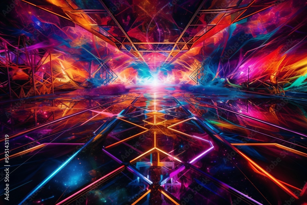 illustration of luminous lines spatially arranged created with Generative AI technology