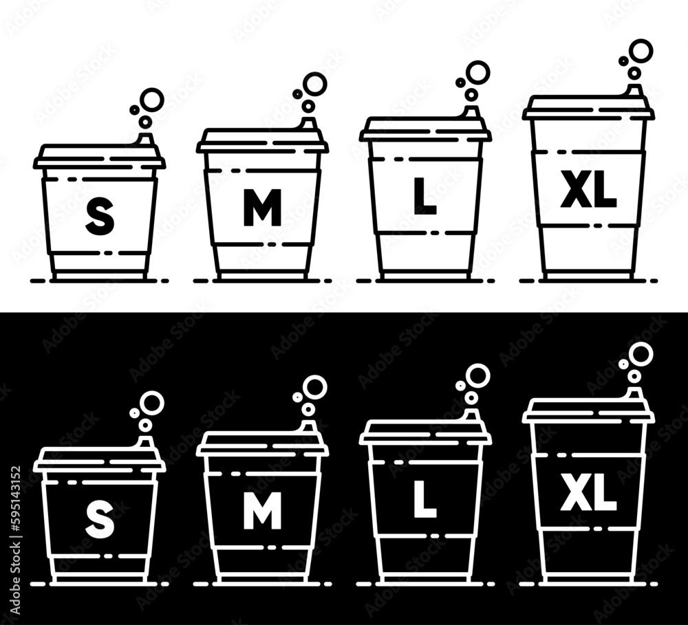 Vetor De Cup Size Vector Icons Paper Cup For Coffee Small Medium And vetor-de-cup-size-vector-icons-paper-cup-for-coffee-small-medium-and