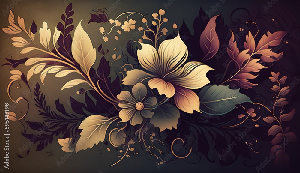 Vintage floral background with flowers