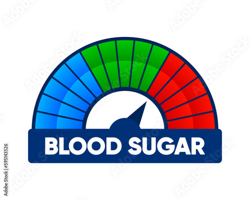 Diabetes risk concept. Glucose level. Normal levels, hyperglycemia, hypoglycemia. Normal, high and low blood sugar. Blood diagram. Vector illustration.