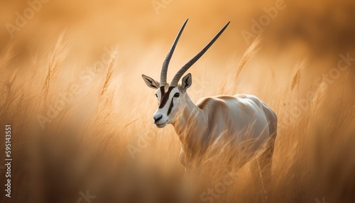 Oryx in a grassland ai, ai generative, illustration © ME_Photography