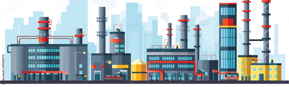 Street of factory buildings vector isolated