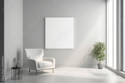 Blank white canvas in a modern home. AI-generated 