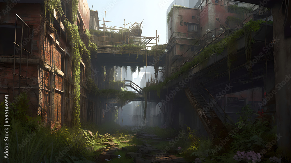 Abandoned cyberpunk city
