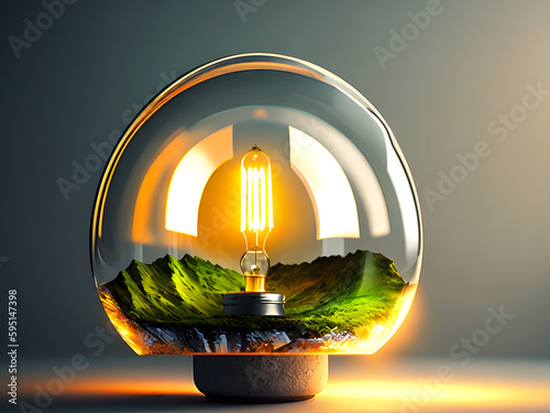 light bulb with plant inside AI Generative 
