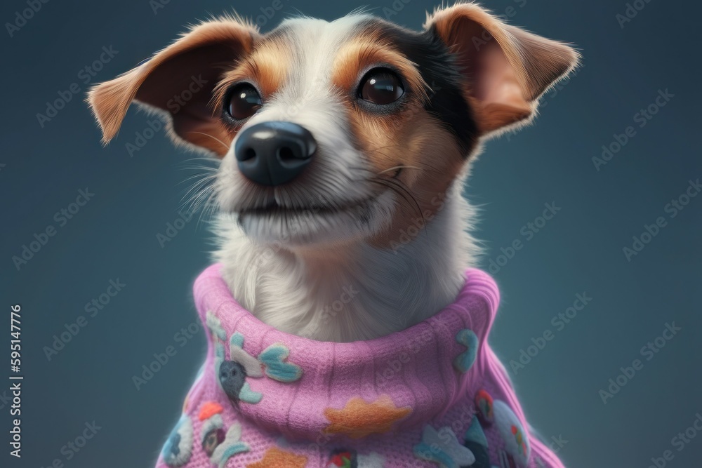 Anthropomorphic Dog Jack Russell Terrier dressed in human clothing. humanized animal concept. AI generated