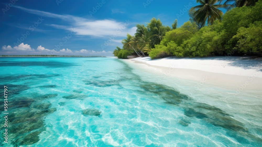 Fototapeta premium Exotic tropical beach Generative AI