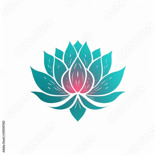 A lotus flower logo or icon with plain simple background. Generative AI. 
