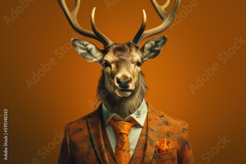 Wallpaper Mural Anthropomorphic elk dressed in a suit like a businessman. business concept. AI generated, human enhanced. Torontodigital.ca