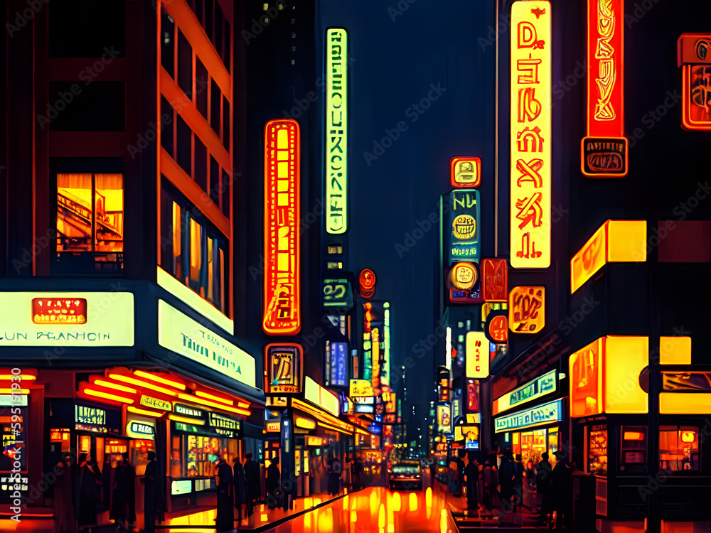 night city street AI Generative