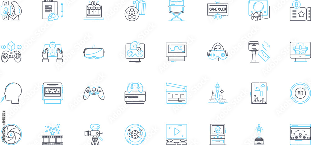 Sound and visual sector linear icons set. Acoustics , Amplification , Audio , Bass , Beat , Clarity , Color line vector and concept signs. Decibels ,Digital ,Distortion outline illustrations Sound and visual sector linear icons set. Acoustics , Amplification , Audio , Bass , Beat , Clarity , Color line vector and concept signs. Decibels ,Digital ,Distortion outline illustrations