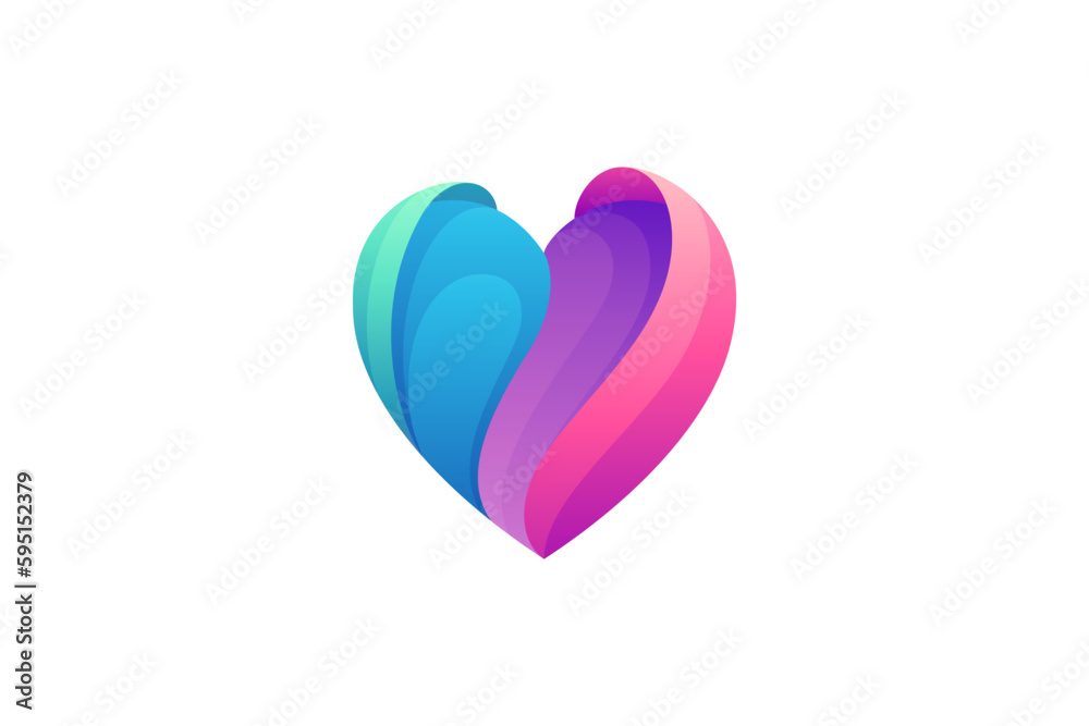 heart colorful 3D style logo design
