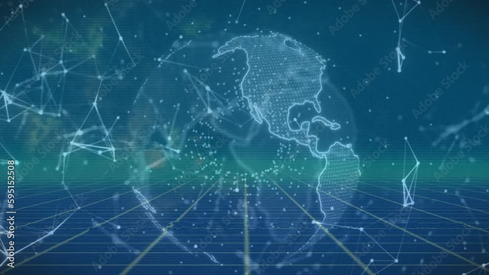 Animation of network of connections over globe Animation of network of connections over globe