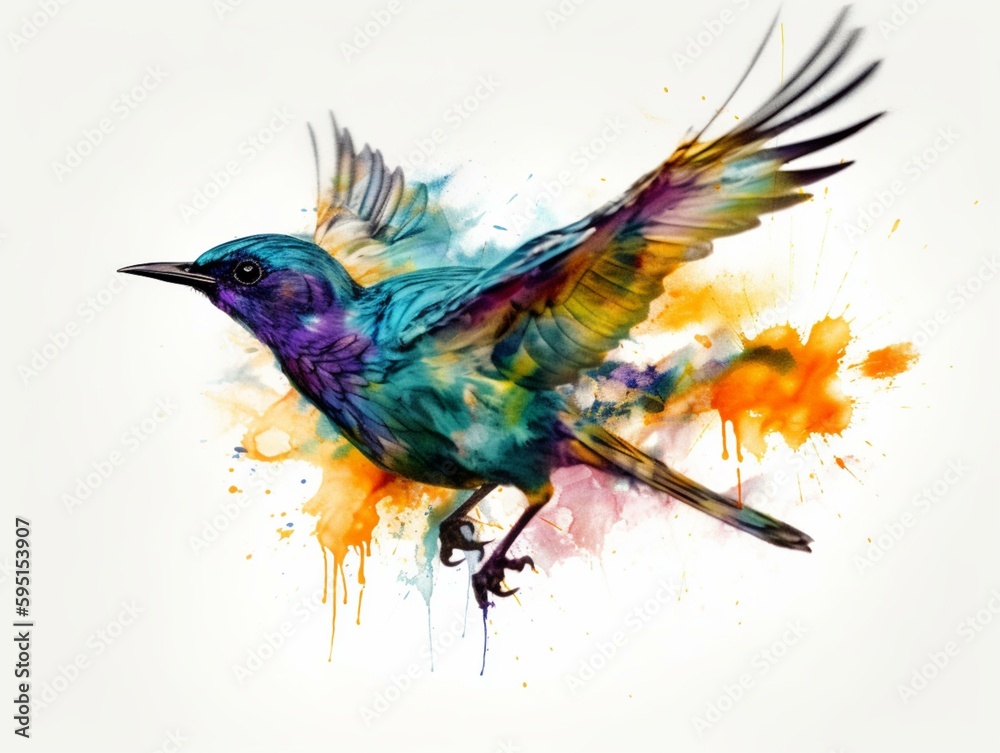 Fototapeta premium colorful bird in pastel drawing style